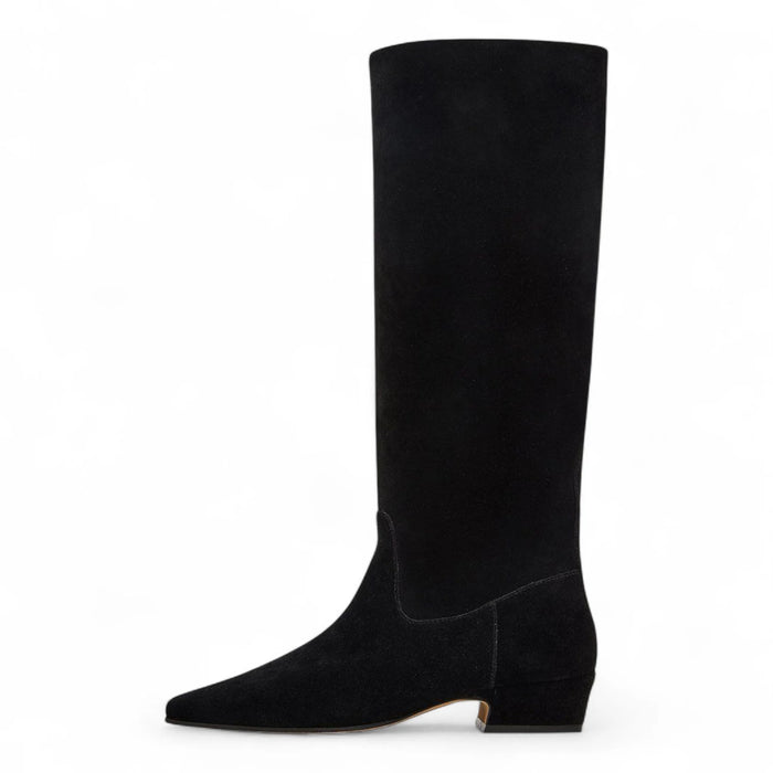 Dantelle Suede Block Heel Tall Boots - BOOTS