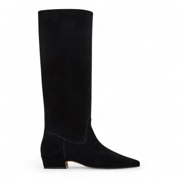 Dantelle Suede Block Heel Tall Boots - Black / 6 - BOOTS