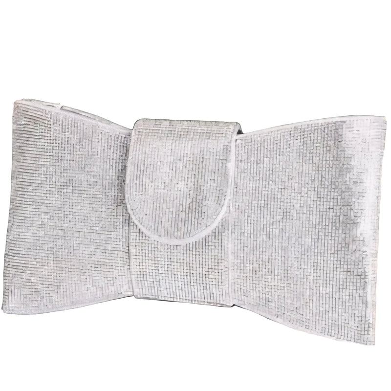 Dazzling Bow Clutch Bag - Silver - CLUTCH