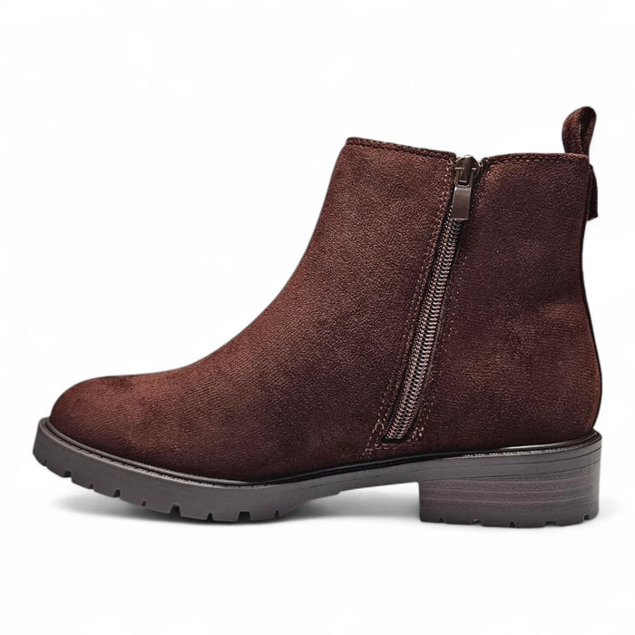 Denver Round Toe Chelsea Bootie - Brown Suede