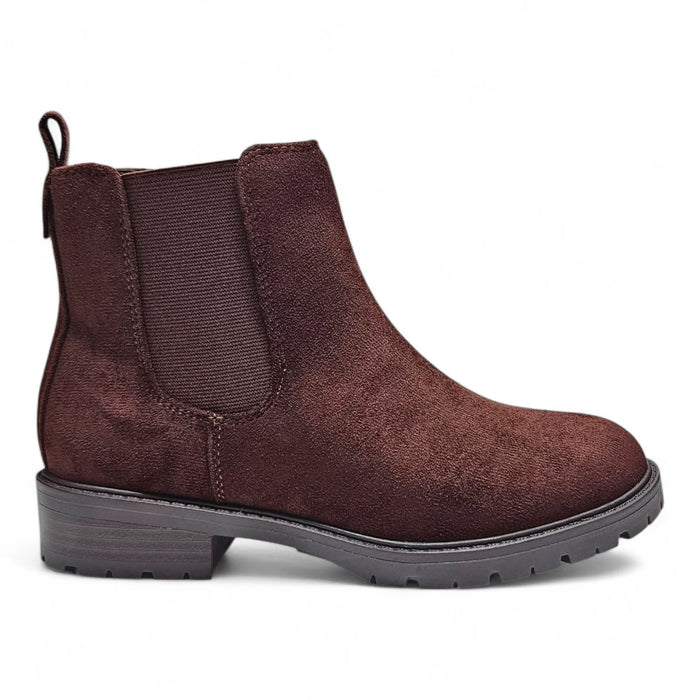 Denver Round Toe Chelsea Bootie - Brown Suede