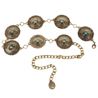 Detailed Ornate Disc Concho Chain Belt