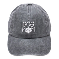 Gray Dog Mom Cap with paw print design embroidered on the front