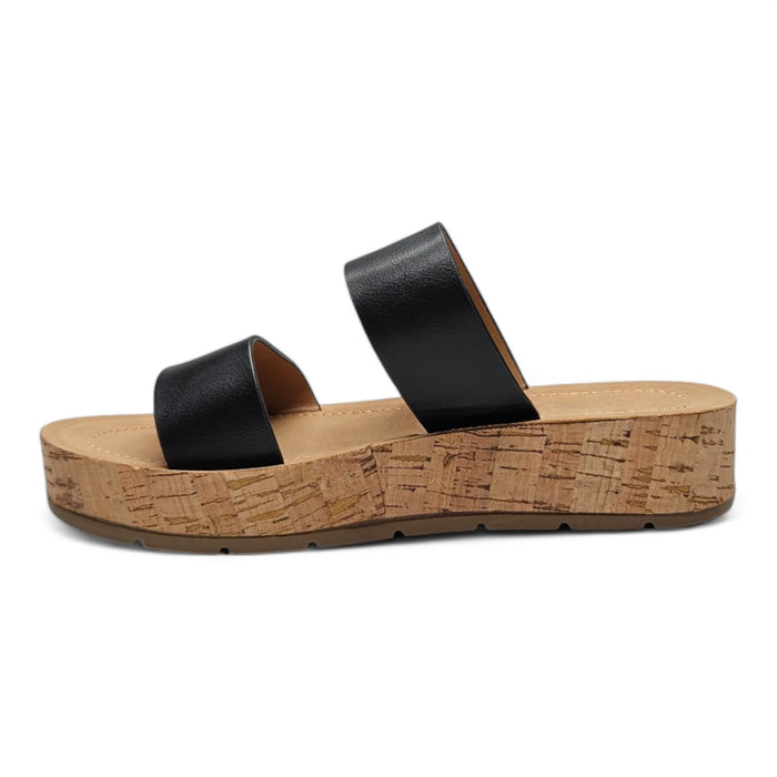 Double Band Platform Whisper Sandal - Black