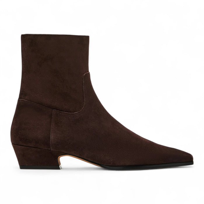 Dusty Square Toe Suede Ankle Bootie - Chocolate Browns Suede / 6 - BOOTIES