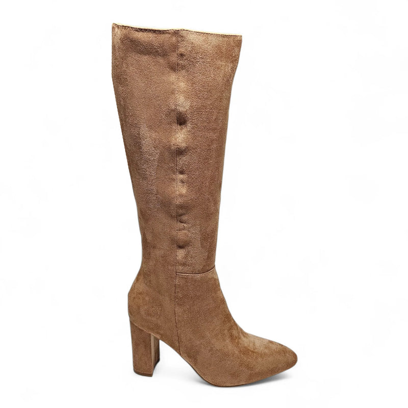 Elegant Camel Suede Knee-High Boots