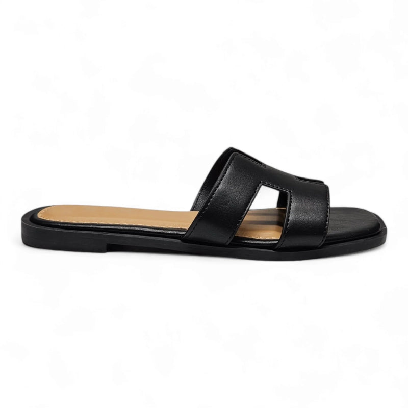 Elio H Band Slide - Black / 5.5 - SLIP-ONS & FLATS
