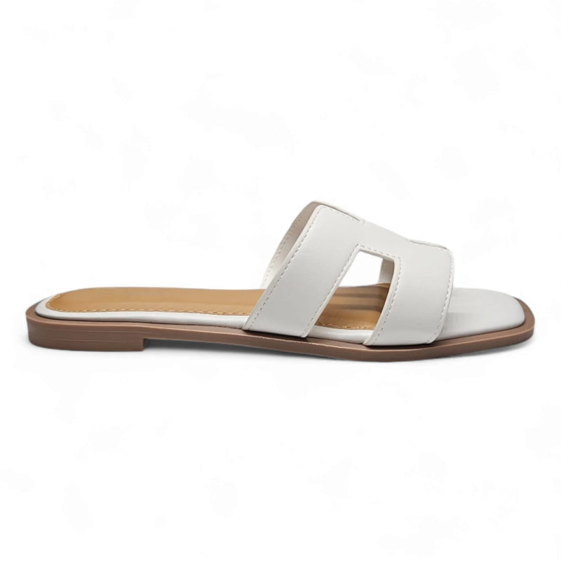 Elio H Band Slide - White / 5.5 - SLIP-ONS & FLATS