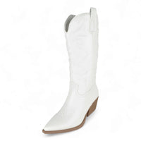 White leather cowboy boot with pointed toe and angled heel from Country Girl Charm