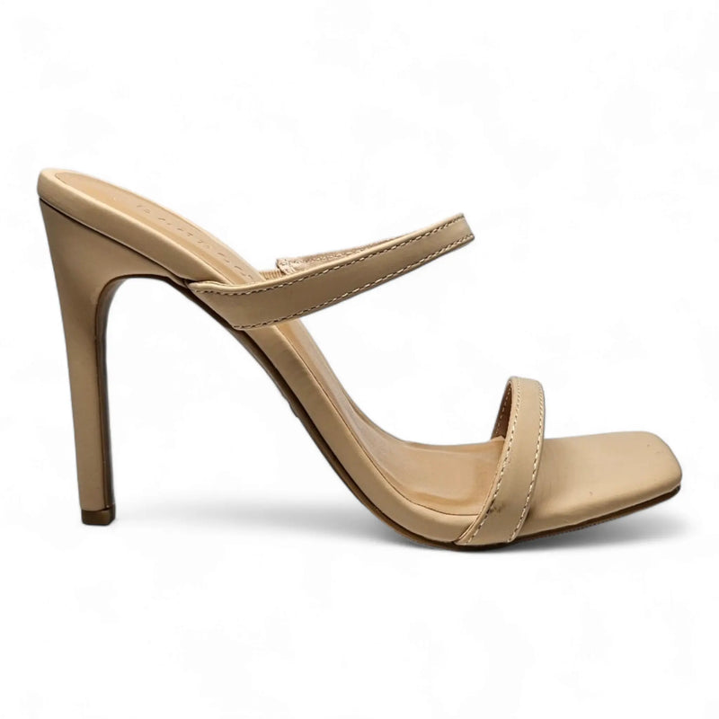 Beige Double Strap Stiletto high-heeled sandal with thin straps and stiletto heel