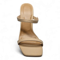 Beige high-heeled sandal with thin straps from Double Strap Stiletto collection