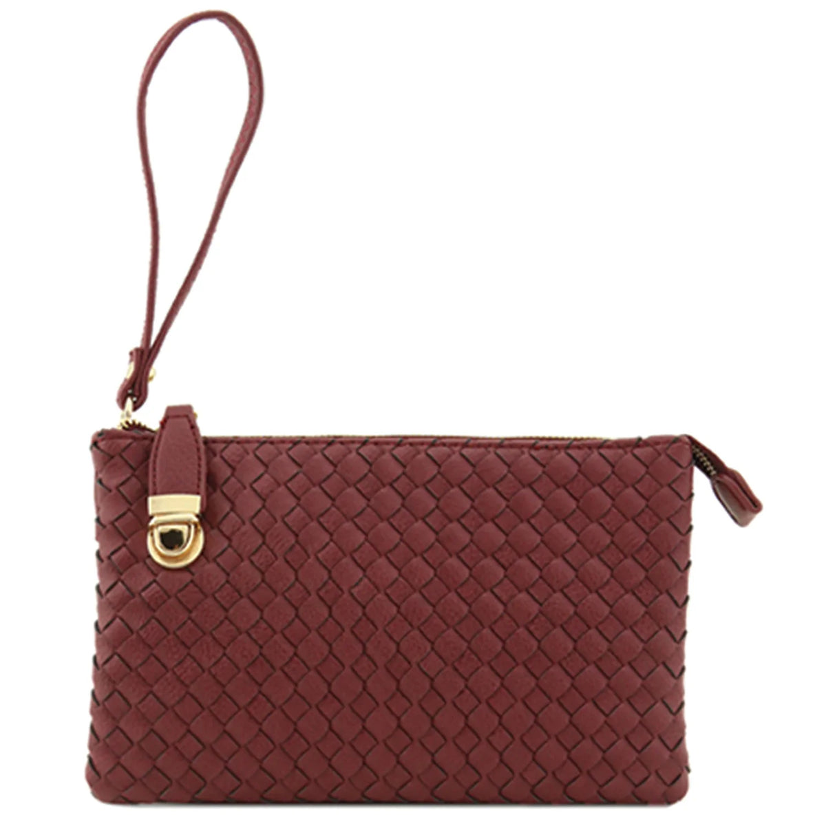 Everyday Woven Buckle Bag - Burgundy - BAGS