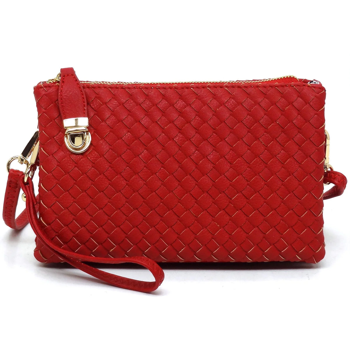 Everyday Woven Buckle Bag - Red - BAGS