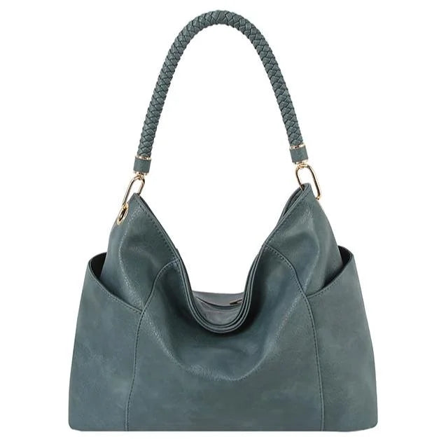 Fashion Braided Top Handle Shoulder Bag - Denim