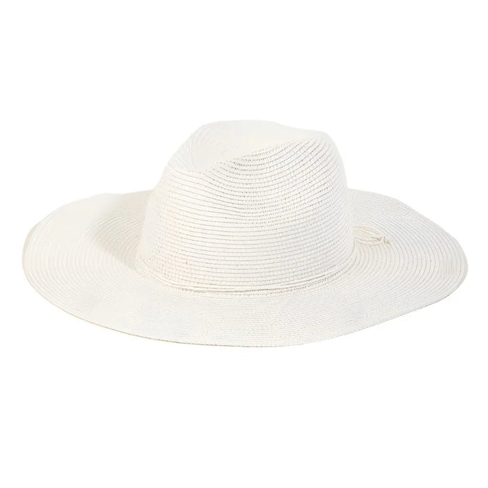 Floppy Fedora Straw Sun Hat - White