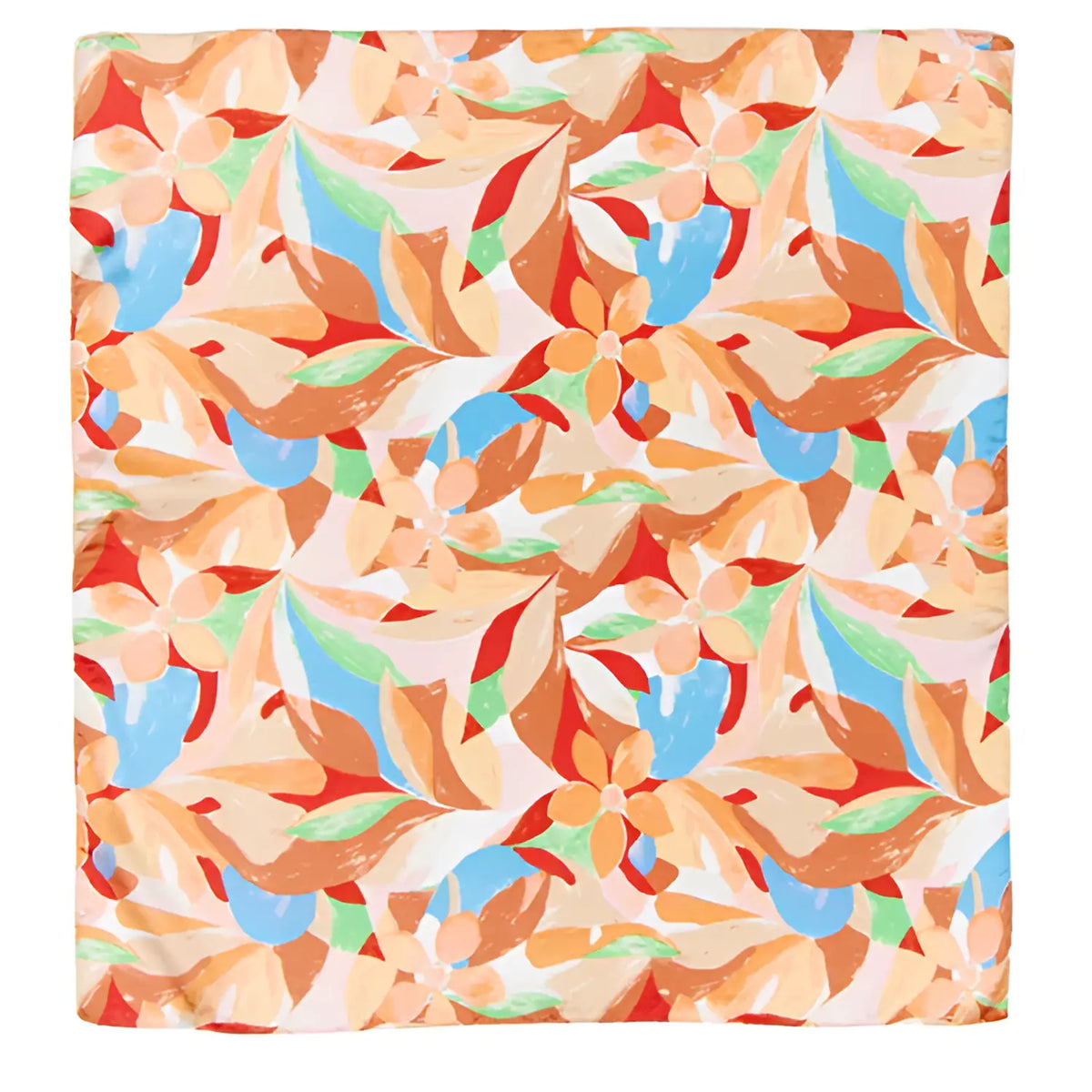 Colorful abstract geometric shapes on a Floral Print Silky Bandana in pastel hues