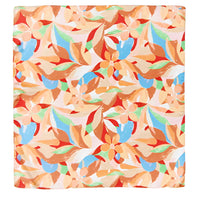 Colorful abstract geometric shapes on a Floral Print Silky Bandana in pastel hues