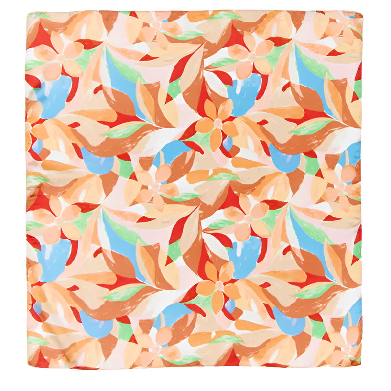 Colorful abstract geometric shapes on a Floral Print Silky Bandana in pastel hues