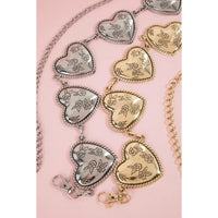 Floral Engraved Heart Chain Belt