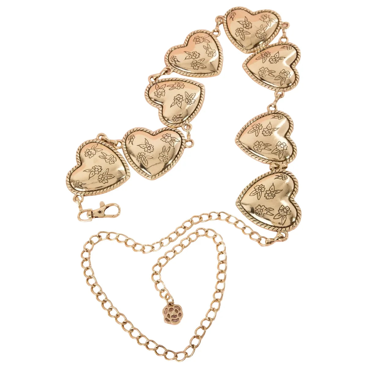 Floral Engraved Heart Chain Belt – Shoes On Del Mar