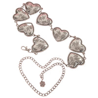 Floral Engraved Heart Chain Belt