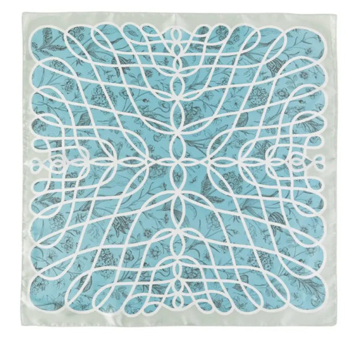 Floral Line Pattern Scarf - Blue - SCARVES