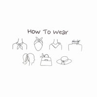 Simple sketch of ways to style a Floral Pattern Silk Scarf as a bandana or scarf