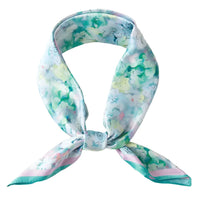 Floral Print Silky Bandana Neck Scarf in mint green with watercolor floral design