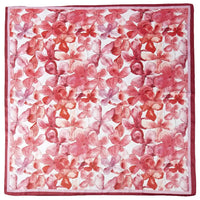 Floral Print Silky Bandana Neck Scarf featuring pink flowers and burgundy border