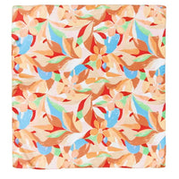 Colorful abstract geometric shapes on a Floral Print Silky Bandana in pastel hues