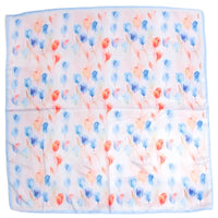 Floral Tulip Pattern Square Bandana Scarf - Blue - SCARVES