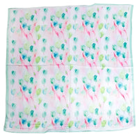 Floral Tulip Pattern Square Bandana Scarf - Green - SCARVES