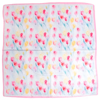 Floral Tulip Pattern Square Bandana Scarf - Pink - SCARVES