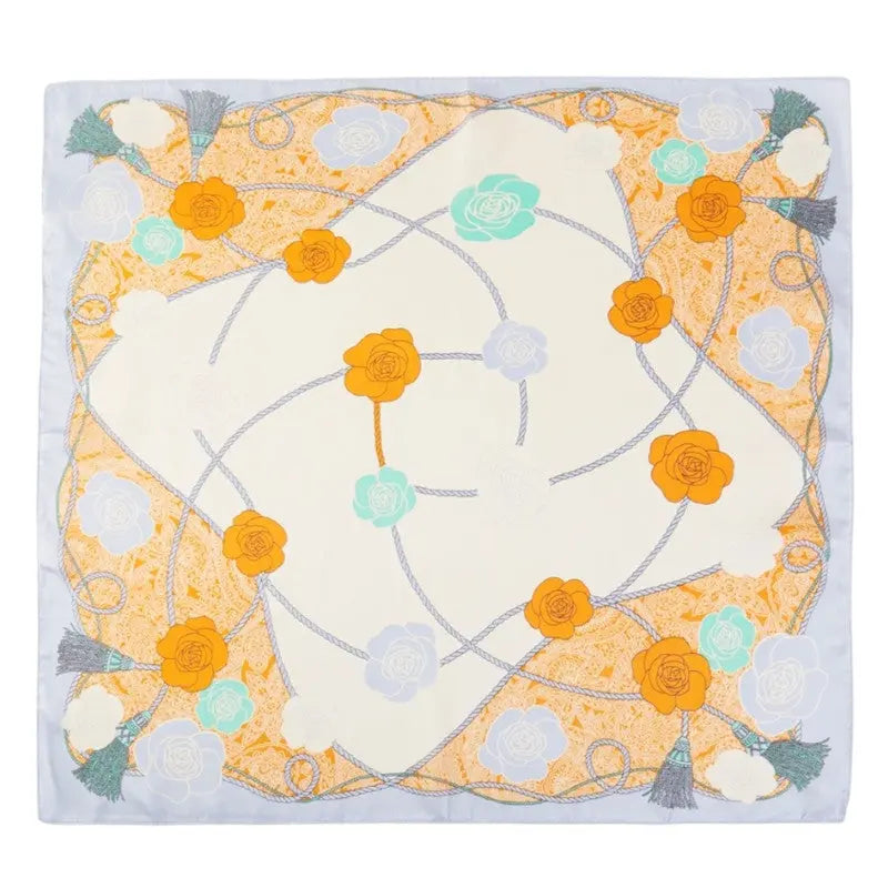 Flower And Rope Pattern Scarf - Blue - SCARVES