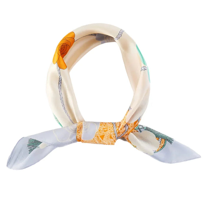 Flower And Rope Pattern Scarf - Orange