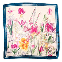 Floral-patterned silky scarf wrap with a vibrant botanical design flower pattern silky