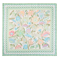 Floral patterned scarf with a green border on a white background