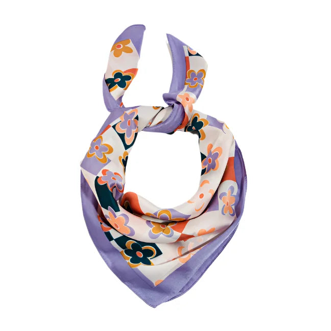 Flower Print Square Scarf - Dusty Violet