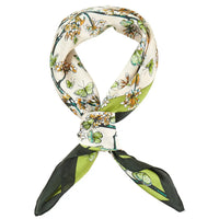 Flower With Butterfly Bandana Scarf - Olive - SCARVES