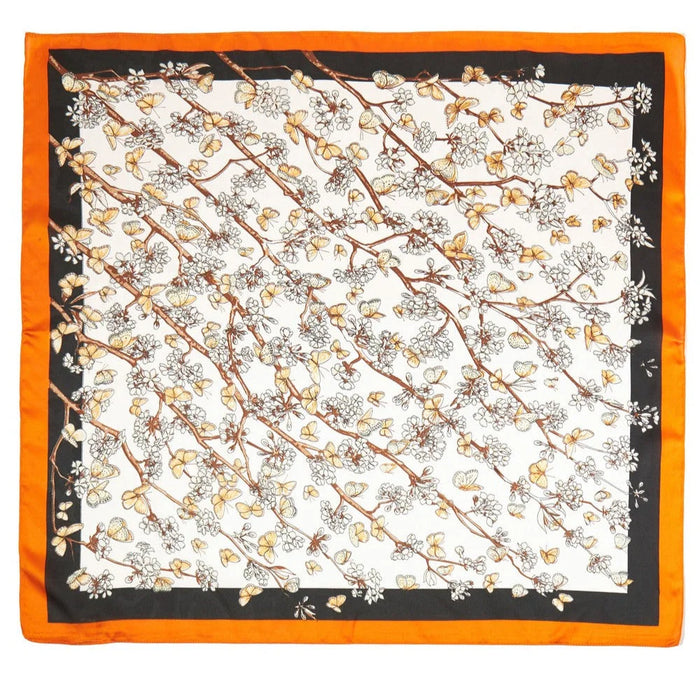 Flower With Butterfly Bandana Scarf - Olive