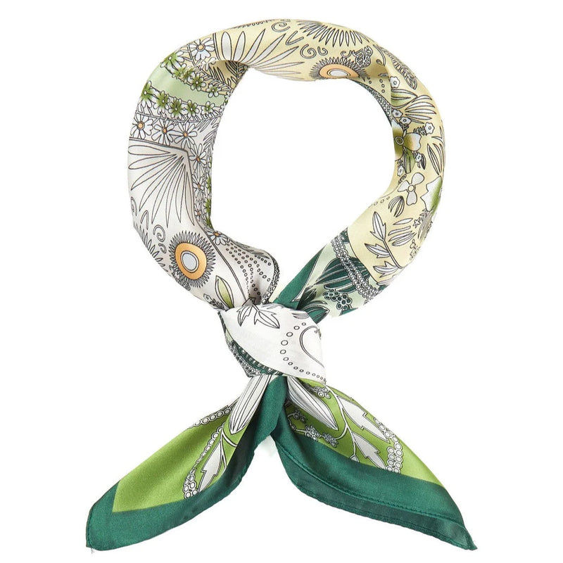 Four-Leaf Clover And Flower Bandana - Olive - SCARVES