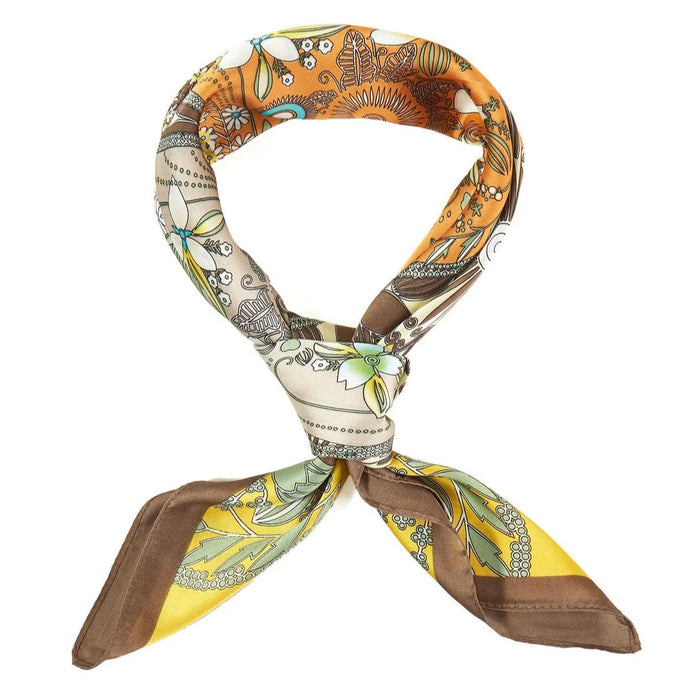 Four-Leaf Clover And Flower Bandana - Yellow - SCARVES