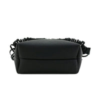 Black zippered toiletry bag with side handles, ideal for the Fringe Crossbody Bag