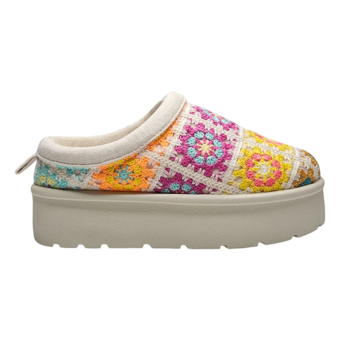 Frosty Platform Crochet Clog Slipper - Beige