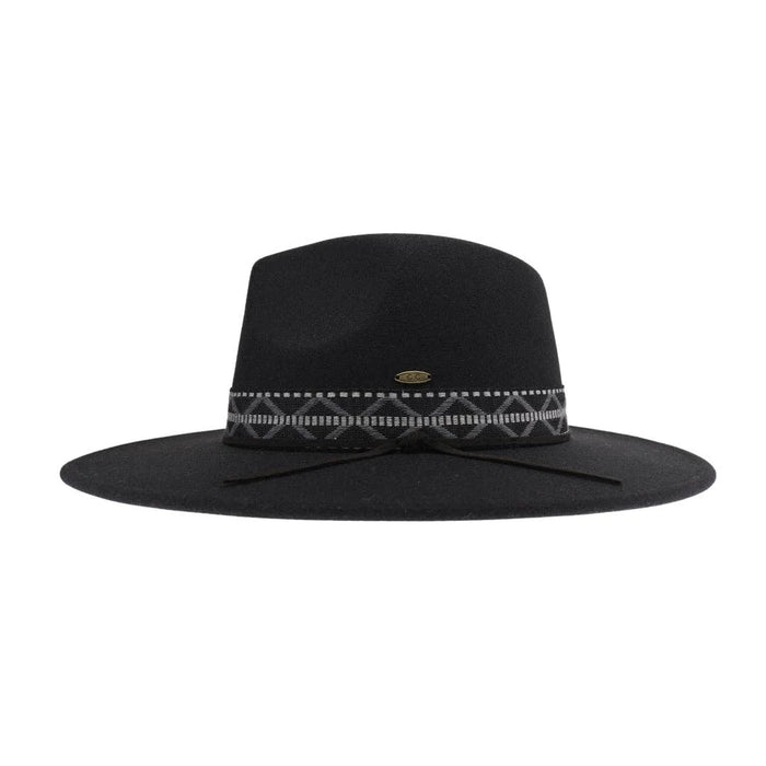 Geometric Band C.C Felt Hat - Black