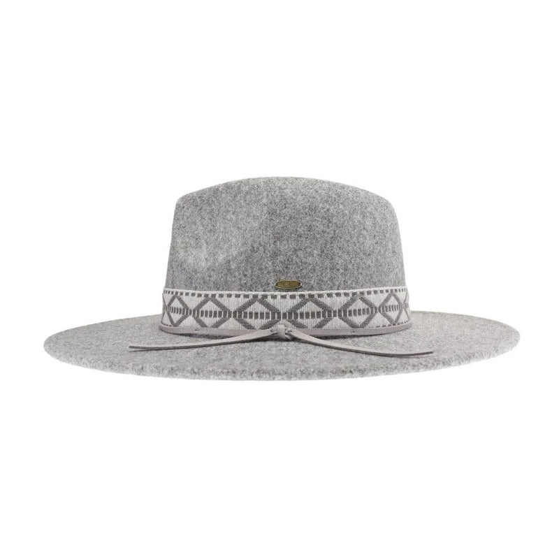 Geometric Band C.C Vegan Felt Hat - Heather Grey - FELT HAT