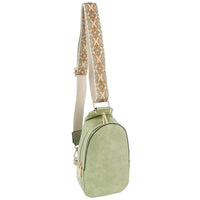 Light green Guitar Strap Sling Bag with a patterned strap for stylish convenience