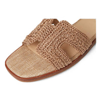 Steve Madden Hadyn flat sandal with beige woven design and geometric cutouts