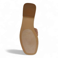 Steve Madden Hadyn flat sandal with textured grip sole and geometric cutouts