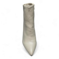 Slim Pointed Ankle Bootie in pale off-white featuring a stylish pointed-toe design